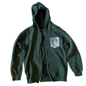 Green attack on titan zip up